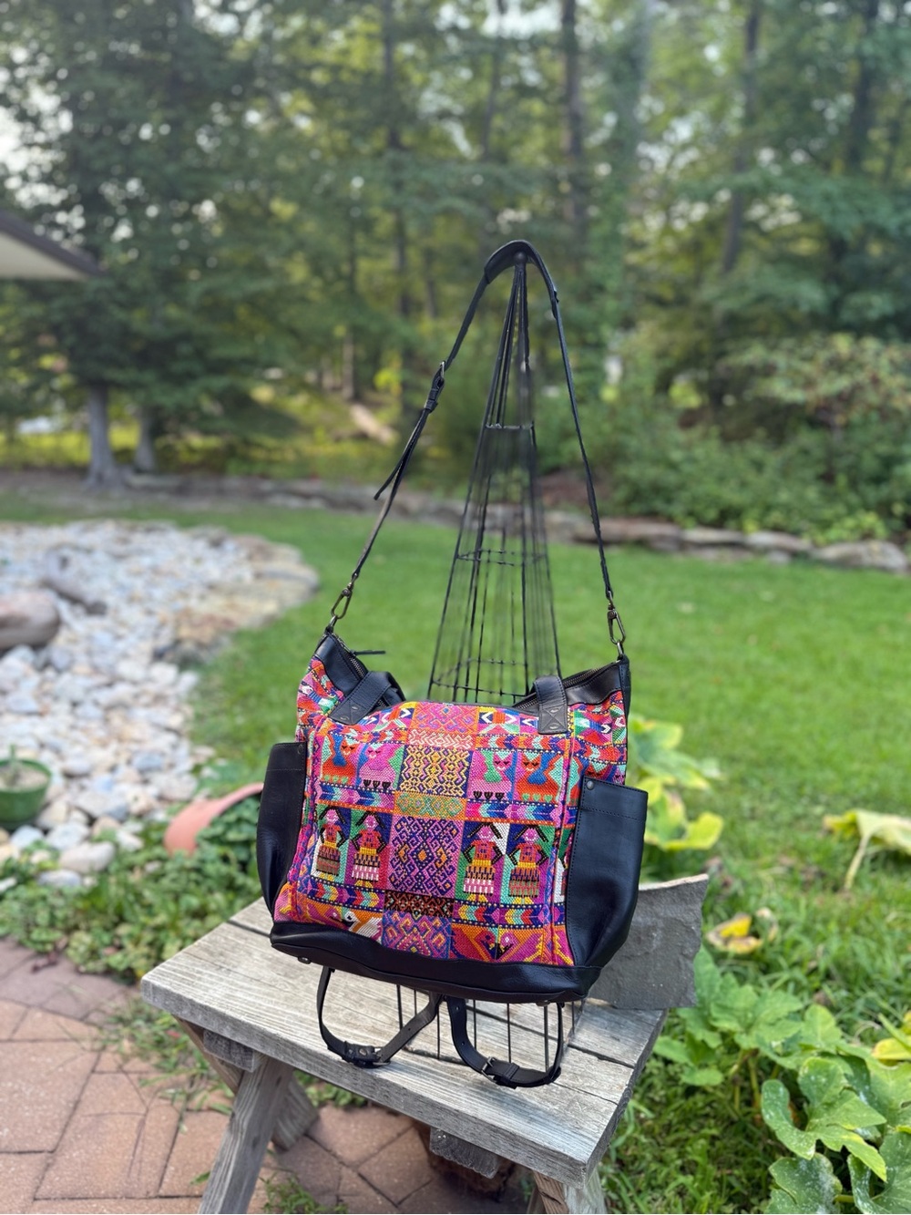 Nena & Co. Multicolor tribal Embroidered motif convertible day Bag